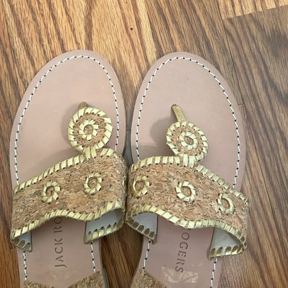 Jack Rogers Gold Cork Leather Thong Sandals NEW WITHOUT BOX - Picture 7 of 11